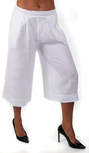 Pure washed and soft linen capri pants, women capri pants