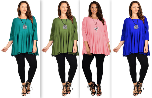 Oversize Plus Size Circle Bottom Flare Swing Tunic Dress Top