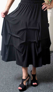 Arsty Skirt,  Designer Lagenlook Skirt, Plus size skirt ,  Gathered skirt ,  Front and back ticjed skirt, Midi Skirt, Addition to our Travel Line with side pockets