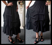 Arsty Skirt,  Designer Lagenlook Skirt, Plus size skirt ,  Gathered skirt ,  Front and back ticjed skirt, Midi Skirt, Addition to our Travel Line with side pockets