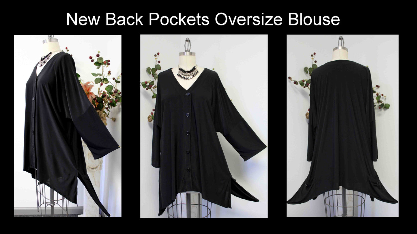 Made in USA, Back Pockets Tunic, Oversize Tunic, Plus size tunic, lagenlook Tunic, Asymmetrical Tunic chic wear fits 1XL/2XL/3XL/4XL