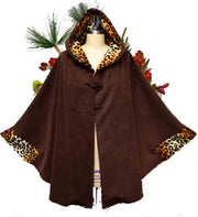 Made In USA, Versatile Hooded Poncho, Travelers Poncho, Fleece Hooded Cape,Plus size Poncho in warm and cozy Fleece fabric Animal print Details