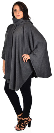 Dare2bStylish Women Poncho Style Fleece Cover Up with Muffler