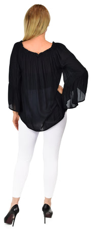 Dare2bstylish On-Off Shoulder Blouse, Peasant blouse, Ruffle Sleeve Blouse, Asymmetrical Blouse. M to 2XL