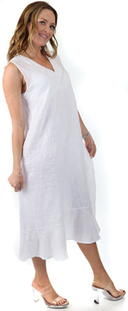 100% Linen Bohemian Sleeveless Boho Sun Dress, Made in Italy