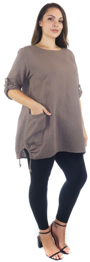 Double Gauze soft cotton oversized tunic, Loose fitting women tunic