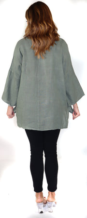 Loose Fit Oversized Tunic Blouse Top, One Size Fits All, 100% Natural Linen