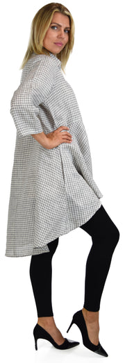 Hi Low Linen shirt,  100% linen Blouse, Wome linen top, Linen Tunic, Polka Dot Linen Shirt, Plus size Shirt, Plus size linen blouse