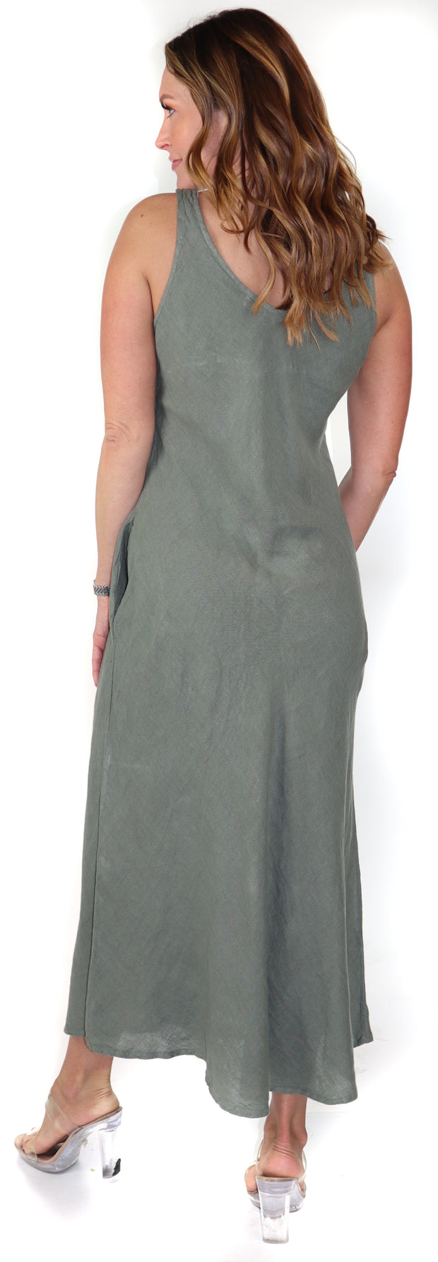 Women's Biased Long Maxi Dress, Perfect Fit Every Time, Made in Italy, 100% linen