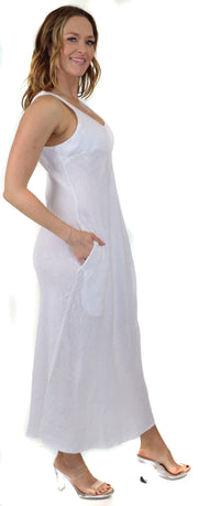 Women's Biased Long Maxi Dress, Perfect Fit Every Time, Made in Italy, 100% linen