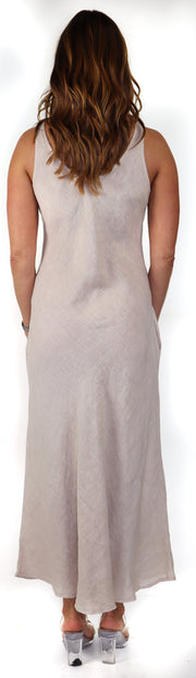 Women's Biased Long Maxi Dress, Perfect Fit Every Time, Made in Italy, 100% linen