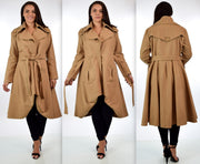 Desiger all wool coat, Women Coat, Wool Coat, Swing Coat, Hi low Coat, Lagenlook coat, Winter coat, Wool jacket, Camel Color