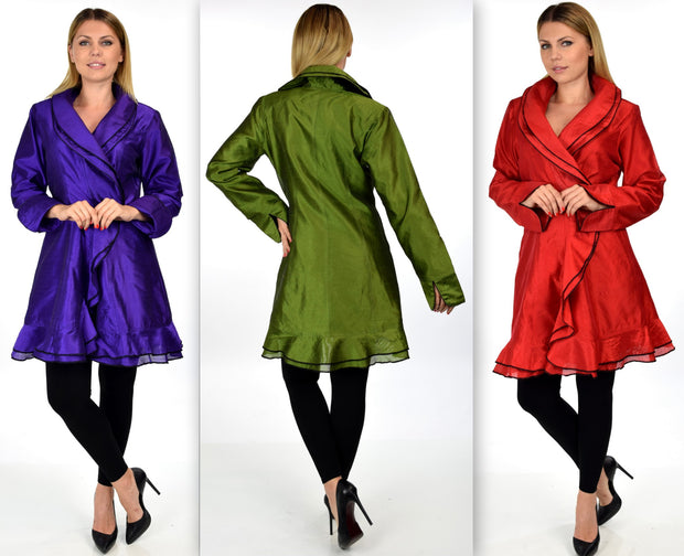 Designer Jacket, Poly Silk Jacket, Women Jacket, Dupioni Silk Blazer Jacket | Regular & Plus Sizes
