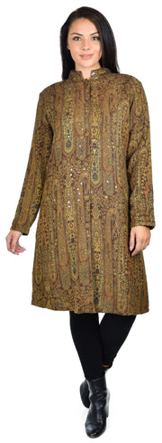 New Wool blend Coat, Wool coat,  Sequin work, Plus size coat, Woman coat, Jamawar Coat, Paisley Coat.