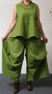 Designer Pant set, Cotton Pant Set , Lagenlook Pant Set, Slub Cotton Pants set, Women Pant Set, Boho Pant Set, Relaxed pant set