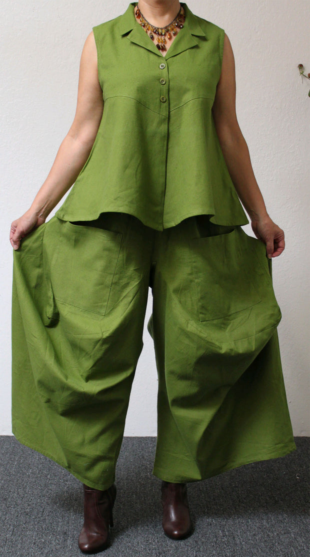 Designer Pant set, Cotton Pant Set , Lagenlook Pant Set, Slub Cotton Pants set, Women Pant Set, Boho Pant Set, Relaxed pant set
