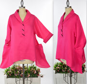 Linen Blouse, Linen Tunic, Plus Size Tunic, Asymetrical Tunic, Lagenlook Tunic, Plus size tunic top M TO 3XL