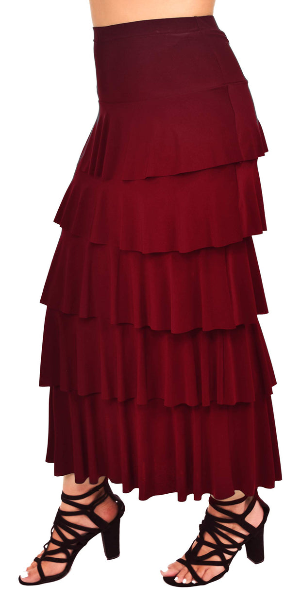 Boho Waterfall Tiered Layered Maxi Skirt | Reg & Plus Sizes