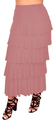 Boho Waterfall Tiered Layered Maxi Skirt | Reg & Plus Sizes