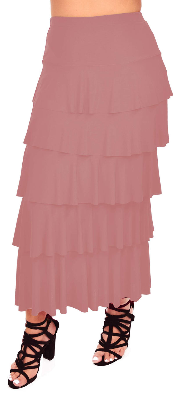 Boho Waterfall Tiered Layered Maxi Skirt | Reg & Plus Sizes