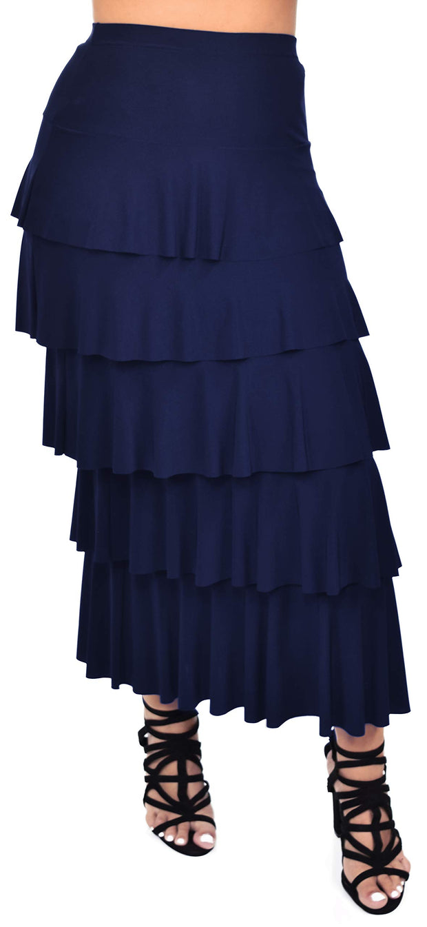 Boho Waterfall Tiered Layered Maxi Skirt | Reg & Plus Sizes