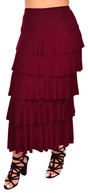 Boho Waterfall Tiered Layered Maxi Skirt | Reg & Plus Sizes