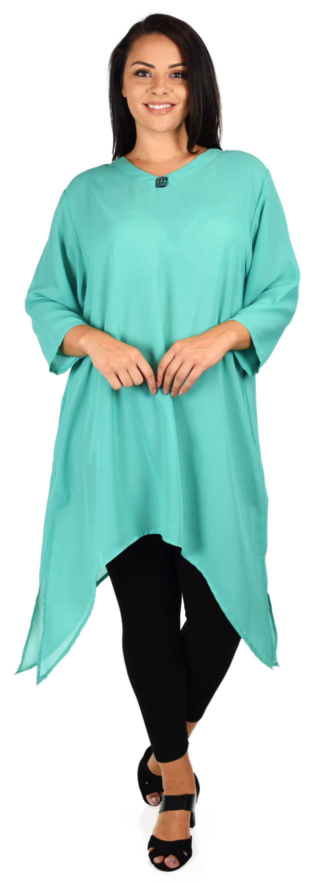 Comfy Georgette Tunic, Asymmetrical Plus size Tunic, Fish tail Tunic, Plus size top with side pockets