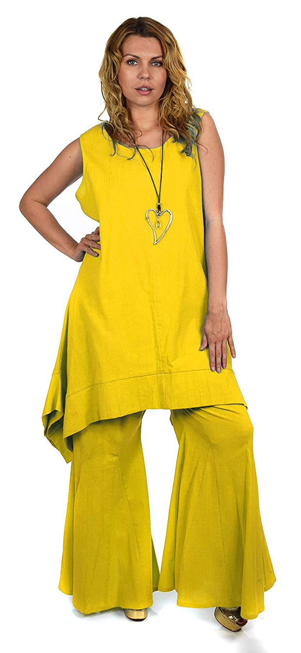 Dare2bStylish Women 2 Piece Summer Top & Flared Pants Set Outfit in Plus Sizes
