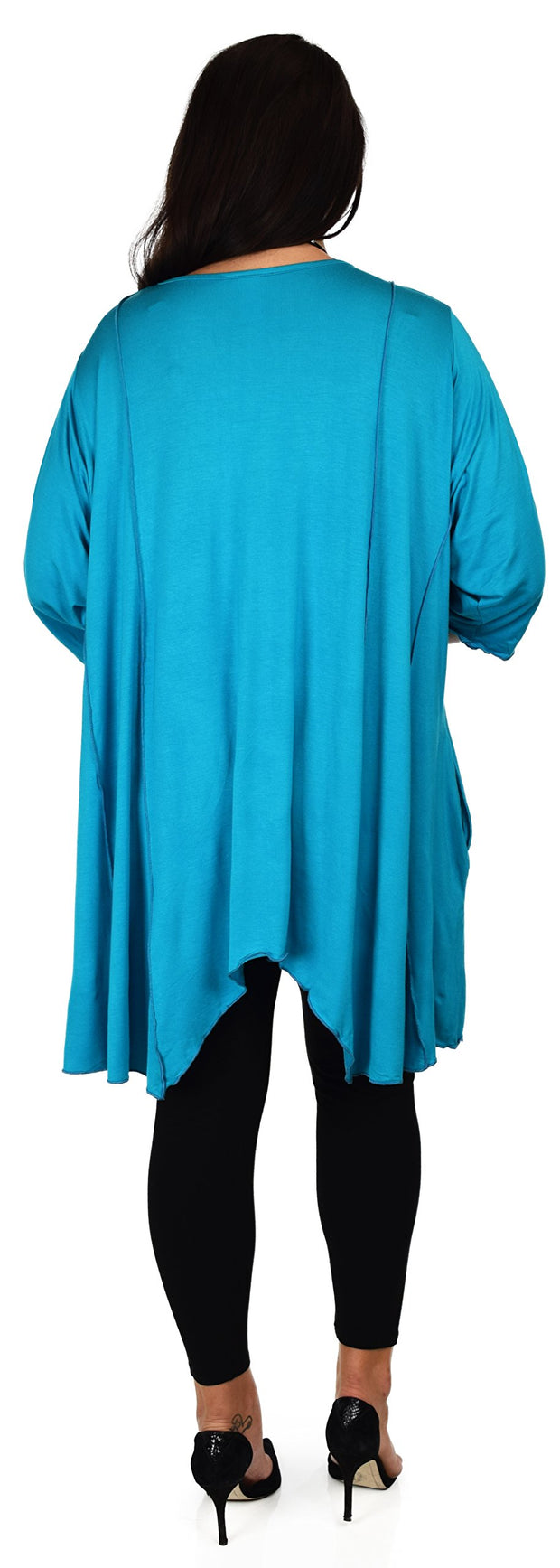 Plus Size Asymmetrical Fishtail Tunic Top w/Side Pockets