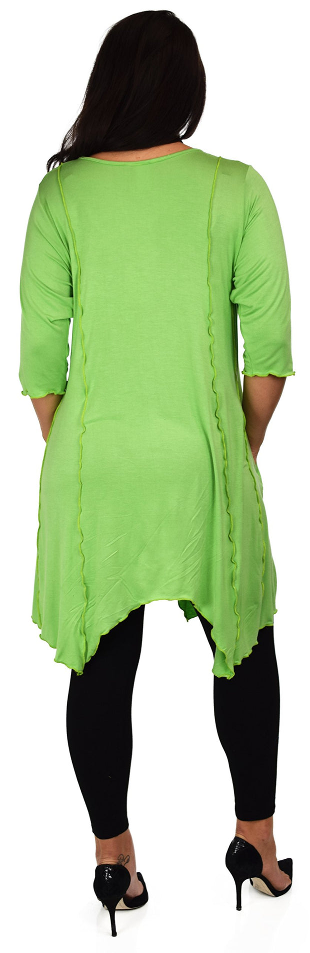 Plus Size Asymmetrical Fishtail Tunic Top w/Side Pockets