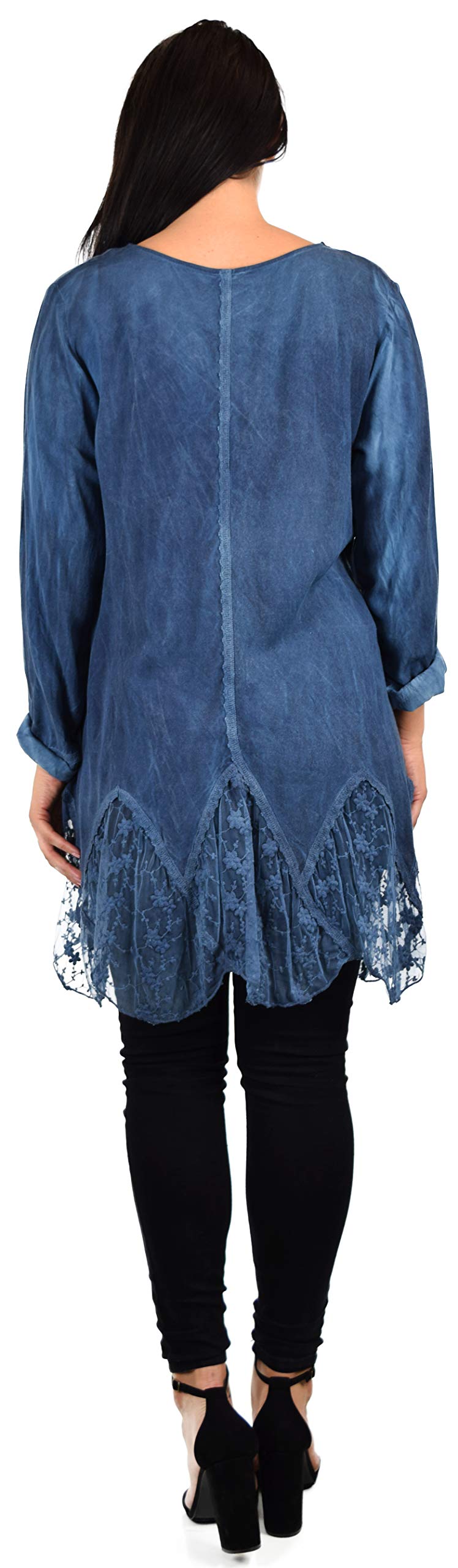 Zopali Women's Plus Size Bohemian Embroidered Lace Shirt Blouse Top