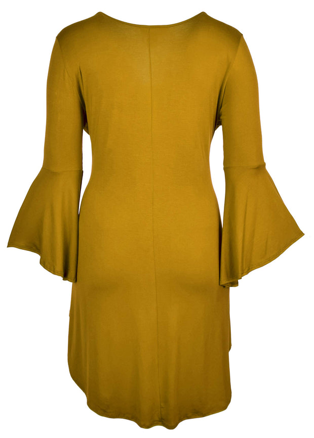 Women Plus Size High Low Bell Sleeve Gothic Blouse Tunic Top