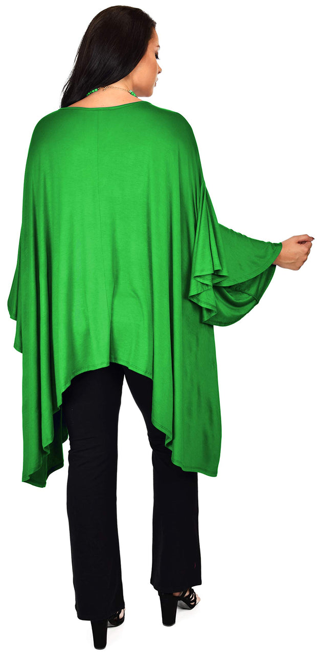 Asymmetrical Oversized Tunic , Full Figured Poncho Top, Plus Size Tunic top, Top Cover Up w/ Butterfly Sleeves