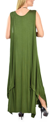 Sleeveless Loose Fitting Maxi Summer Dress in Plus Sizes