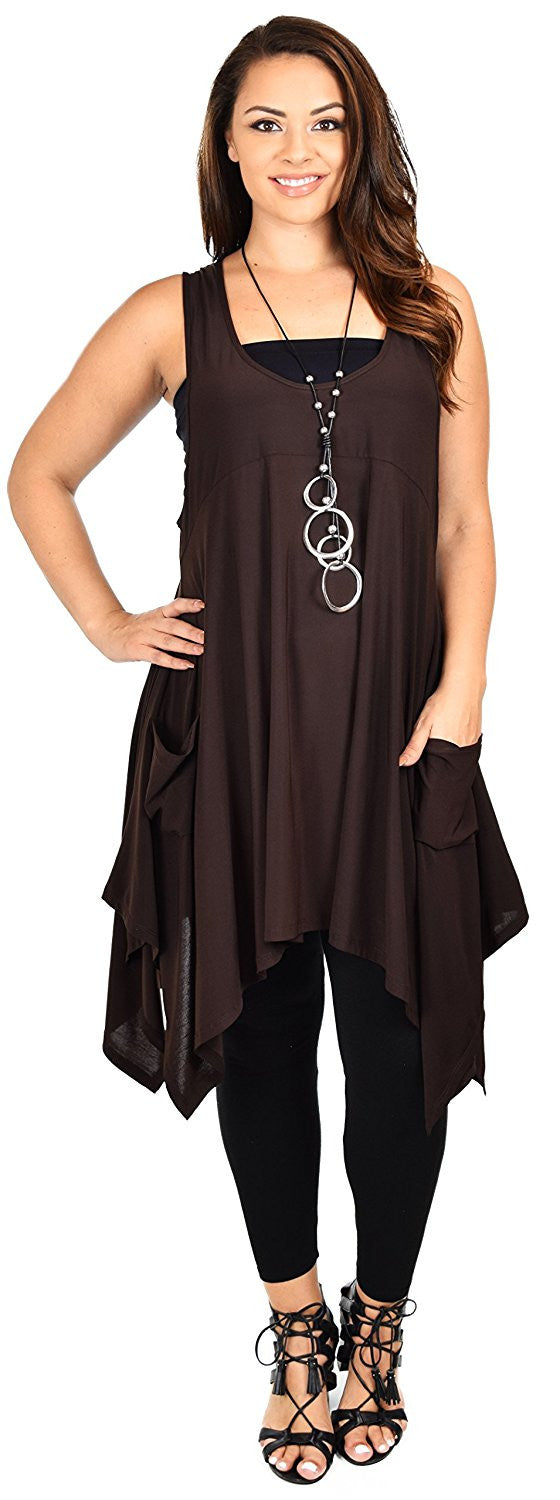 Plus Size Tunic, Swing Long Tank Tall Top | Sleeveless Summer Tunic , Full figured Tunic,