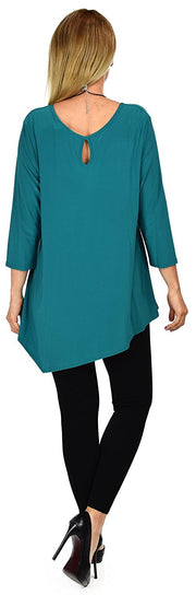 Asymmetrical Peek a Boo Tunic Blouse Top |Reg & Plus Sizes