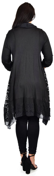 Desiner Tunic set, Women's 2 PC Netted Embroidered Lace Tunic set,  Blouse Top + Vest Set