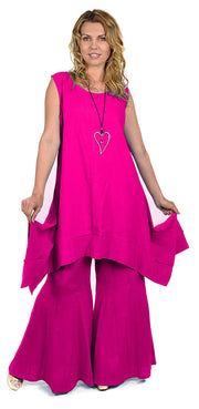 Dare2bStylish Women 2 Piece Summer Top & Flared Pants Set Outfit in Plus Sizes