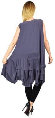 Plus Size Puckered Sleeveless Tunic Dress | Swing Dress | Swing Top