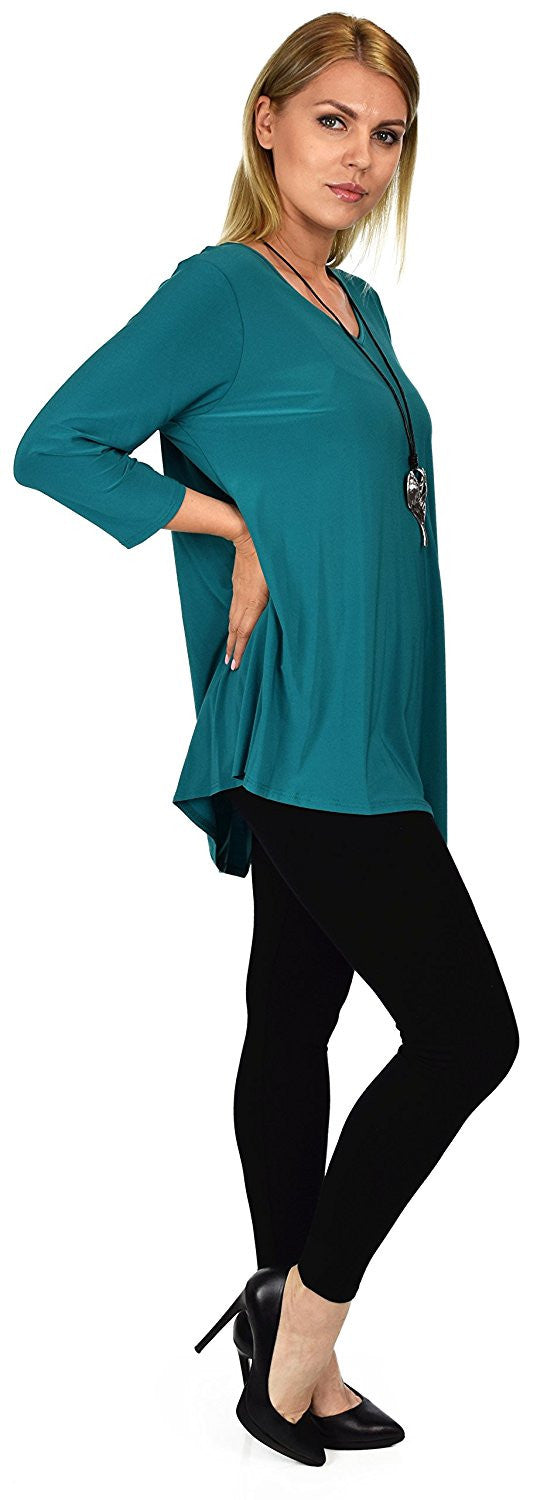 Asymmetrical Peek a Boo Tunic Blouse Top |Reg & Plus Sizes