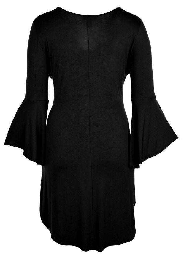 Women Plus Size High Low Bell Sleeve Gothic Blouse Tunic Top