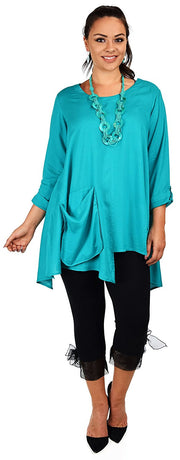 Artsy Tunic, Lagenlook Tunic,  Asymmetrical Tunic, Plus size clothing , Plus size tunic, Tunic with 3 Pockets . Size L/XL- 1XL/2XL- 3XL/4XL