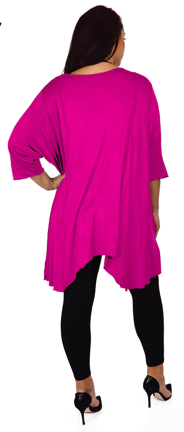 Plus Size Asymmetrical Fishtail Tunic Top w/Side Pockets