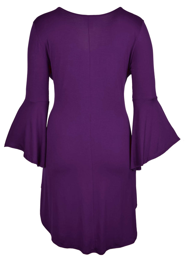 Women Plus Size High Low Bell Sleeve Gothic Blouse Tunic Top