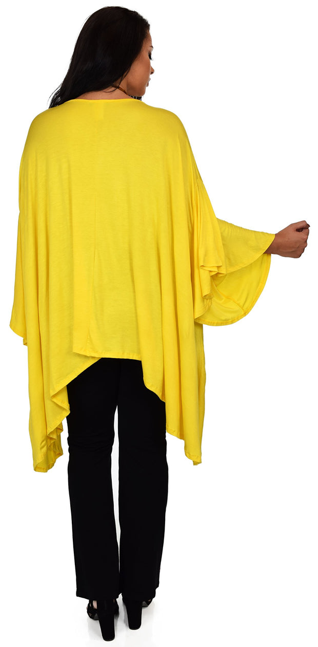 Asymmetrical Oversized Tunic , Full Figured Poncho Top, Plus Size Tunic top, Top Cover Up w/ Butterfly Sleeves