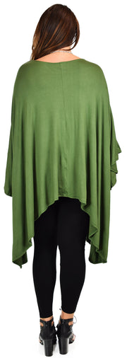 Asymmetrical Oversized Tunic , Full Figured Poncho Top, Plus Size Tunic top, Top Cover Up w/ Butterfly Sleeves