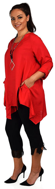 Artsy Tunic, Lagenlook Tunic,  Asymmetrical Tunic, Plus size clothing , Plus size tunic, Tunic with 3 Pockets . Size L/XL- 1XL/2XL- 3XL/4XL