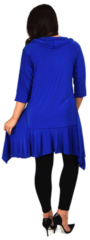 ComfyPlus Crazy Cuts long Lagenlook Plus Size and Regular size Tunic Dress with Mock Front Scarf. Free Shipping Limited Time