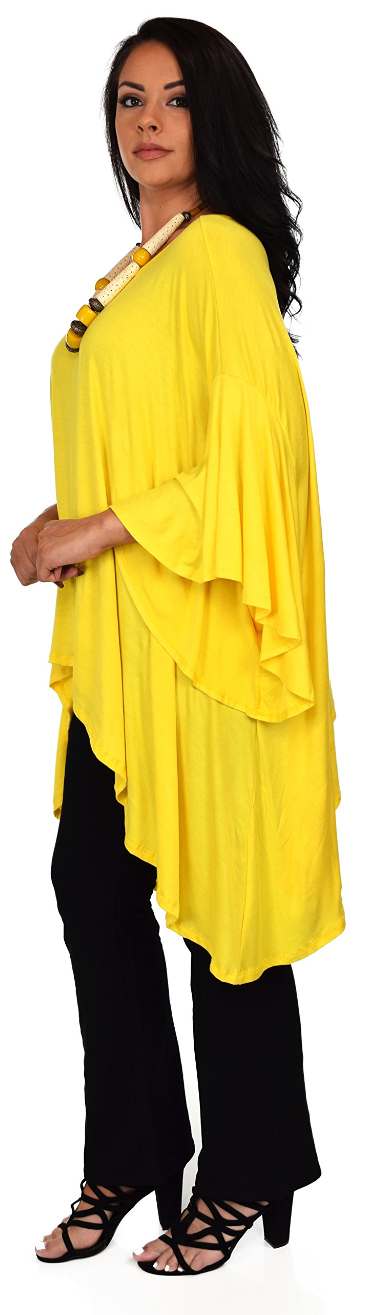 Asymmetrical Oversized Tunic , Full Figured Poncho Top, Plus Size Tunic top, Top Cover Up w/ Butterfly Sleeves