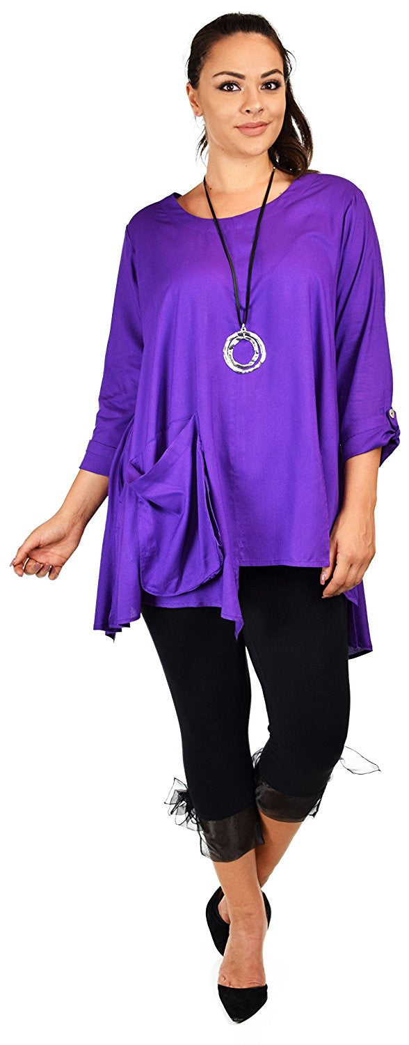 Artsy Tunic, Lagenlook Tunic,  Asymmetrical Tunic, Plus size clothing , Plus size tunic, Tunic with 3 Pockets . Size L/XL- 1XL/2XL- 3XL/4XL